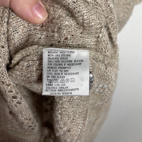 Elisabeth Vintage Linen Blend Button Down Knit Collar Blouse Size: 1X - Picture 13 of 14